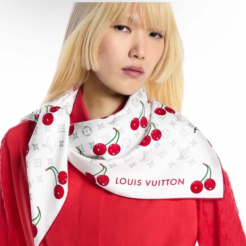 Brand New- Louis Vuitton X Murakami Cerise Cherry Silk Scarf 90